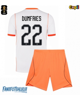 Țările de Jos Denzel Dumfries #22 Echipament de Fotbal Replică Mondial 2026 Copii Deplasare (+ Șorturi)